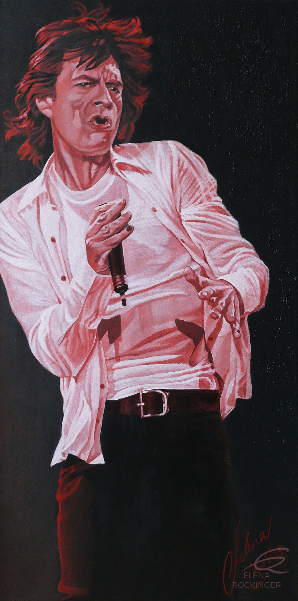 24 elena rockinger portrait mick jagger acrylic painting sig
